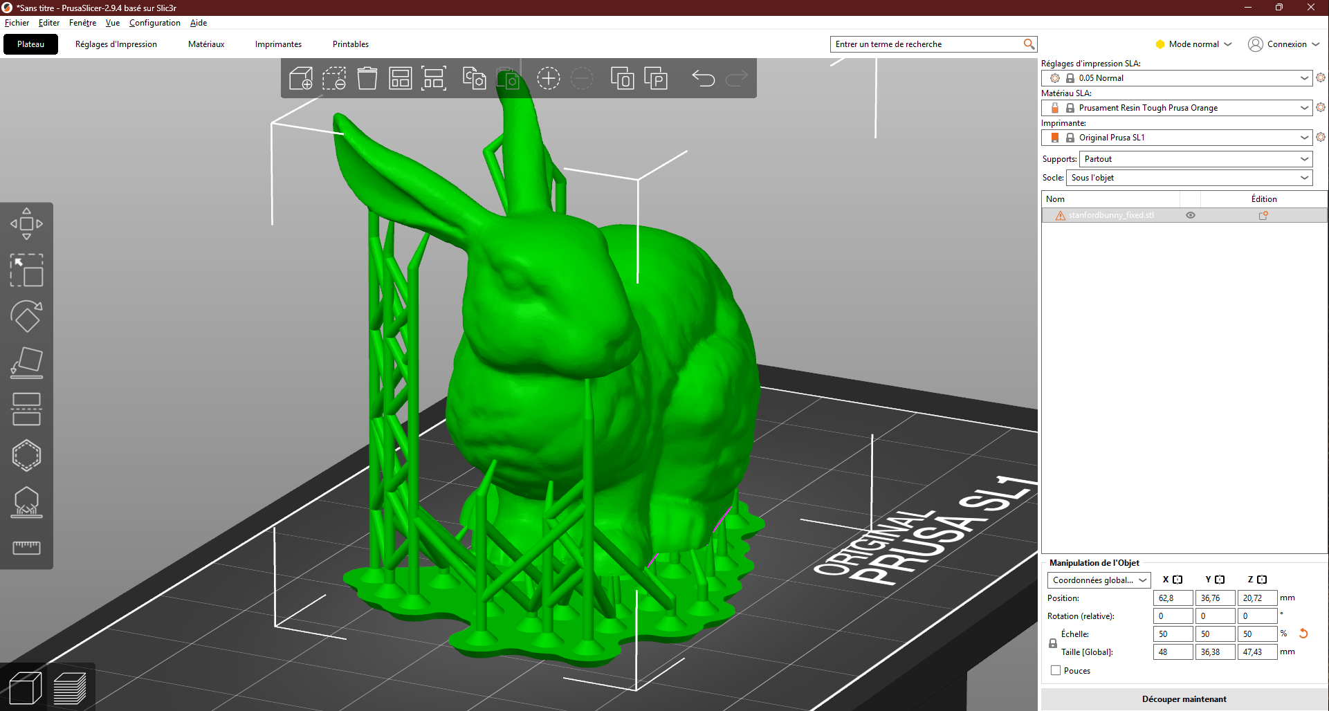 paramétrage du slicer